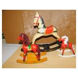 THREE WOOD ROCKING HORSES ONE MUSICAL
