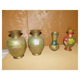4 INDIA BRASS VASES