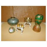 INDIAN BRASS EGGS AND VASES