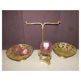 BRASS BOWLS, DECORATIVE BALLS, TOWEL HOLDER