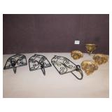 METAL DECORATIVE HOOKS (3) AND 4 CERAMIC MINI