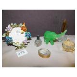 JADE COLORED ELEPHANT WITH CHIP ON TUSK, PERFUME