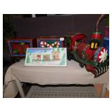 TIN HOLIDAY DECORATIVE TRAIN (ENGINE IS 11" TALL