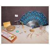 RIBBON NECKLACE, SMALL FIGURINES, FAN, HANGING