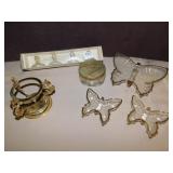 JEWELED PLACE CARD HOLDERS, GLASS BUTTERFLY