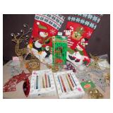 2 CHRISTMAS STOCKINGS, ORNAMENTS, BELLS
