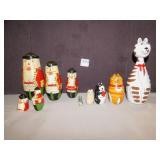2 NESTING DOLLS, ONE OF CATS AND THE OTHER OF