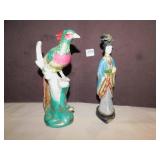 2 ORIENTAL FIGURINES, BOTH APPROX. 10" TALL