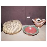 HANDMADE BIRD FIGURE AND HANDMADE BOWL/RING