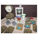 HALLMARK PHOTO HOLDER, CLOCK WITH SMALL CRACK ON