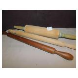 3 ROLLING PINS, THE DARKER COLORED ONE IS 21"