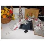 FLOCK/SILVER WREATH, WALL BASKET TWIG, NEW TOTE