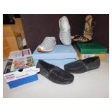 CLARKS SANDALS, EASY SPIRIT SILVER SLIDES, BOBS