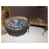 IRON LEG LEOPARD PATTERN STOOL, STOOL WITH FRINGE