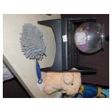 FOLDING STOOL, NEW DUSTER, PIG BANK