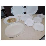 CORELLE SERVING PLATES, OVEN TO TABLE WARE, ETC.