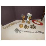 CHERUB BUD VASE HOLDERS, BRASS ORIENTAL WALL