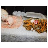 SQUARE PEDESTAL DISH, HANDLED BASKET, DOLL, ETC.