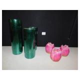 ROSE LED CANDLES, 3 DECORATIVE CANDLE HOLDERS,