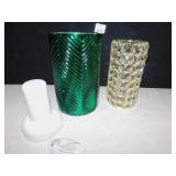GEM CANDLE HOLDER, GREEN CANDLE HOLDER WITH TIMER