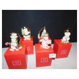 LENOX 5 ORNAMENTS, SANTA, PENGUIN, TREE, SNOWMAN,