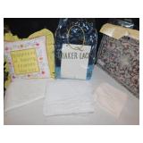 LACE TABLECLOTH, PLACEMATS, AFGHAN, PILLOW