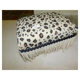 LEOPARD PRINT SMALL FOOT STOOL. APPROX. 9" TALL