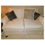 CREAM COLORED SOFA BY FERRANTE57" W, 3 THROW