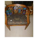 WOOD ARMCHAIR MID-CENTURY - PADDED UPHL. SEAT