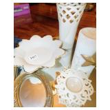 PLACEMATS, LENOX DISH, LENOX VASE, TWO MIRRORS,