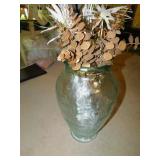 GLASS VASE W/ DRIED FLOWERS 17" H