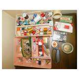 SEWING SPOOLS, ATTACHMENTS ETC.
