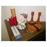 WOOD CANDLE STICKS, ETC.