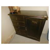 WOOD CABINET 5 DRAWER- 1 DOOR 39" W X 17" D X 35"