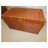WICKER BLANKET CHEST 36" X 20" D X 19" H W/ BRASS