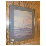 SAILBOAT 20" X 19" SIGNED LR & EAGLE LANDING 30"
