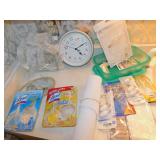 CLOCK LIGHT UP GLASS BLOCK, MIRROR, LIGHT BULBS,