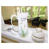 GARLIC HOLDER, GLASS FLOWER, TEA POT, I. GODINGER