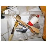 WOOD SPOONS POTATO MASHER, ETC.