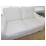 WHITE VINYL SOFA 57" L X 33" D X 32" H SEE SEAT