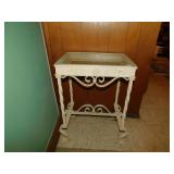 IRON GLASS TOP TABLE 20" W X 19" D X 29" H