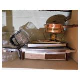 GLASS COFFEE POTS, CHAFER, WARMING TRAYS, ETC.