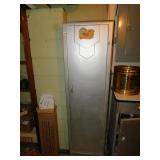 METAL PAINTED SILVER W/ STENCILED FRONT CABINET