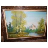 OIL ON CANVAS MOUNTAIN RANGE SCENE