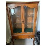 HAMMARY WOODEN CURIO, DRAWER ON BOTTOM, 2 GLASS