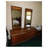 LANE MID CENTURY DRESSER WITH DUAL MIRRORS 60"W