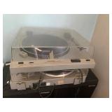 2 SANYO TURNTABLES WITH DENNON CD PLAYER
