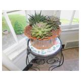 METAL STAND TILE TOP 23" H X 10.5" W WITH LIVE