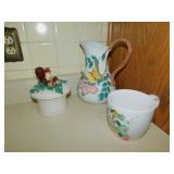 CERAMIC DISH, TEA POT, SUGAR