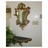 METAL MIRROR 32" X 19.5" .& FLAT WALL TABLE